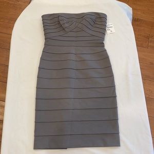 BCBGMaxAzria strapless gray bodycon dress